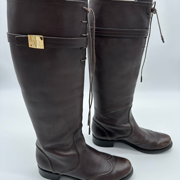 Louis Vuitton Women’s Riding Boat Brown Size 38.5 LV 8.5 US 100% Authentic - Picture 4 of 7